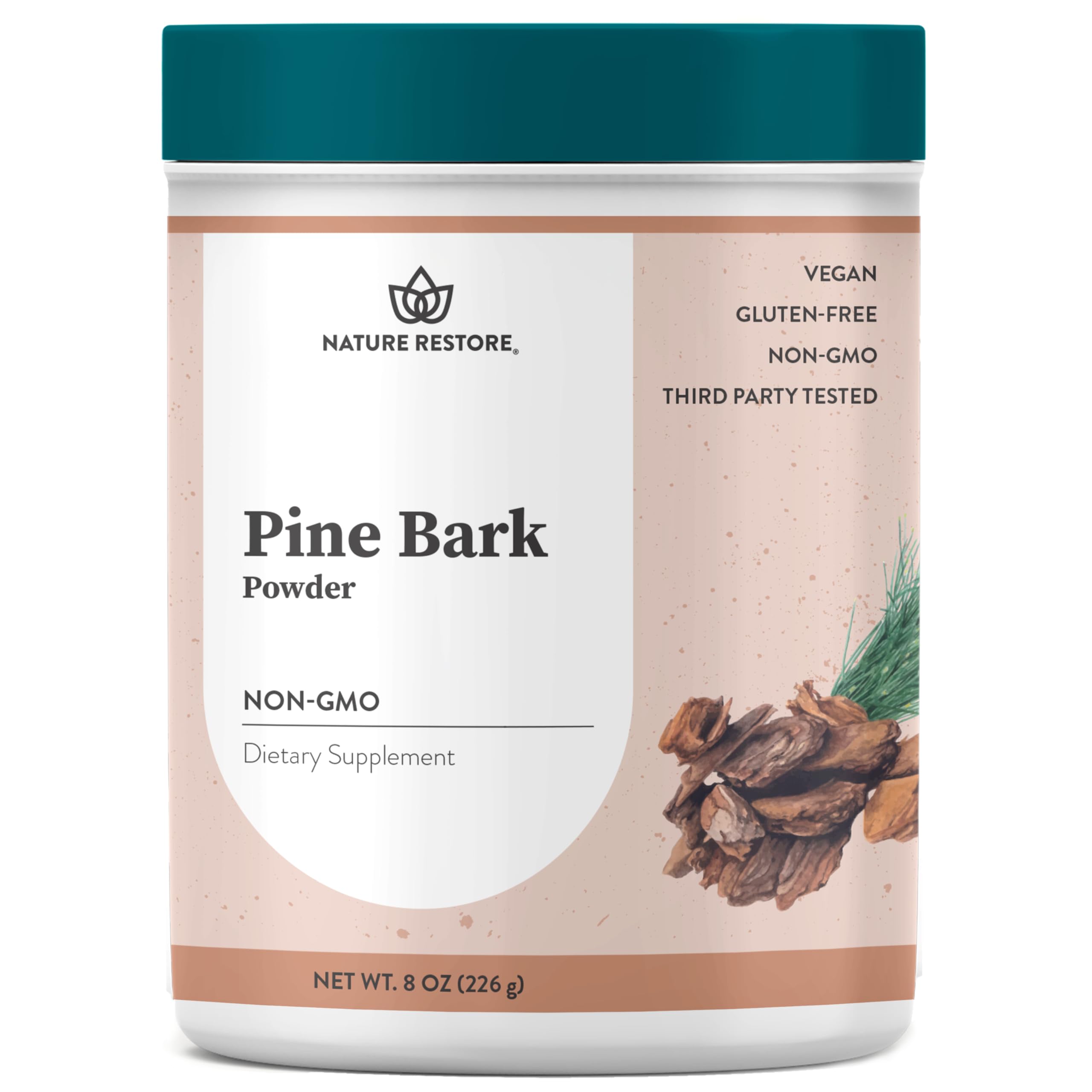 Nature Restore Pine Bark Extract Powder, 8 ounces/226 Grams, Standardized to 95 Percent Proanthocyanidins, Vegan, Gluten Free, Non GMO
