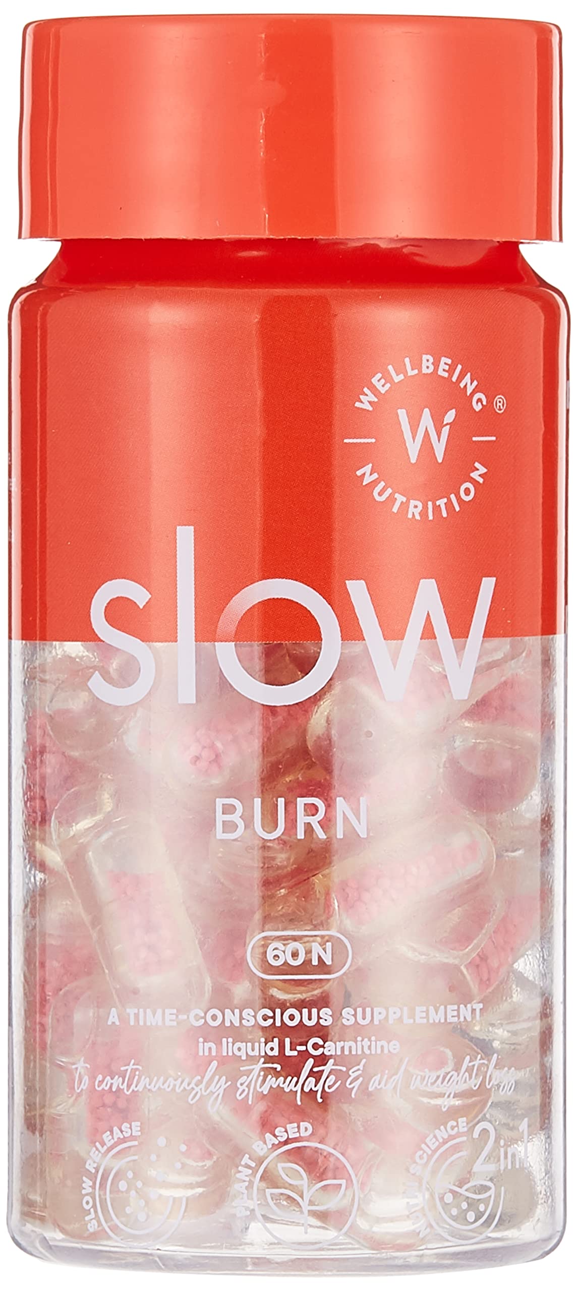 Wellbeing Nutrition Slow Burn Caffeine and Chromium 60 Capsules, Green/Orange