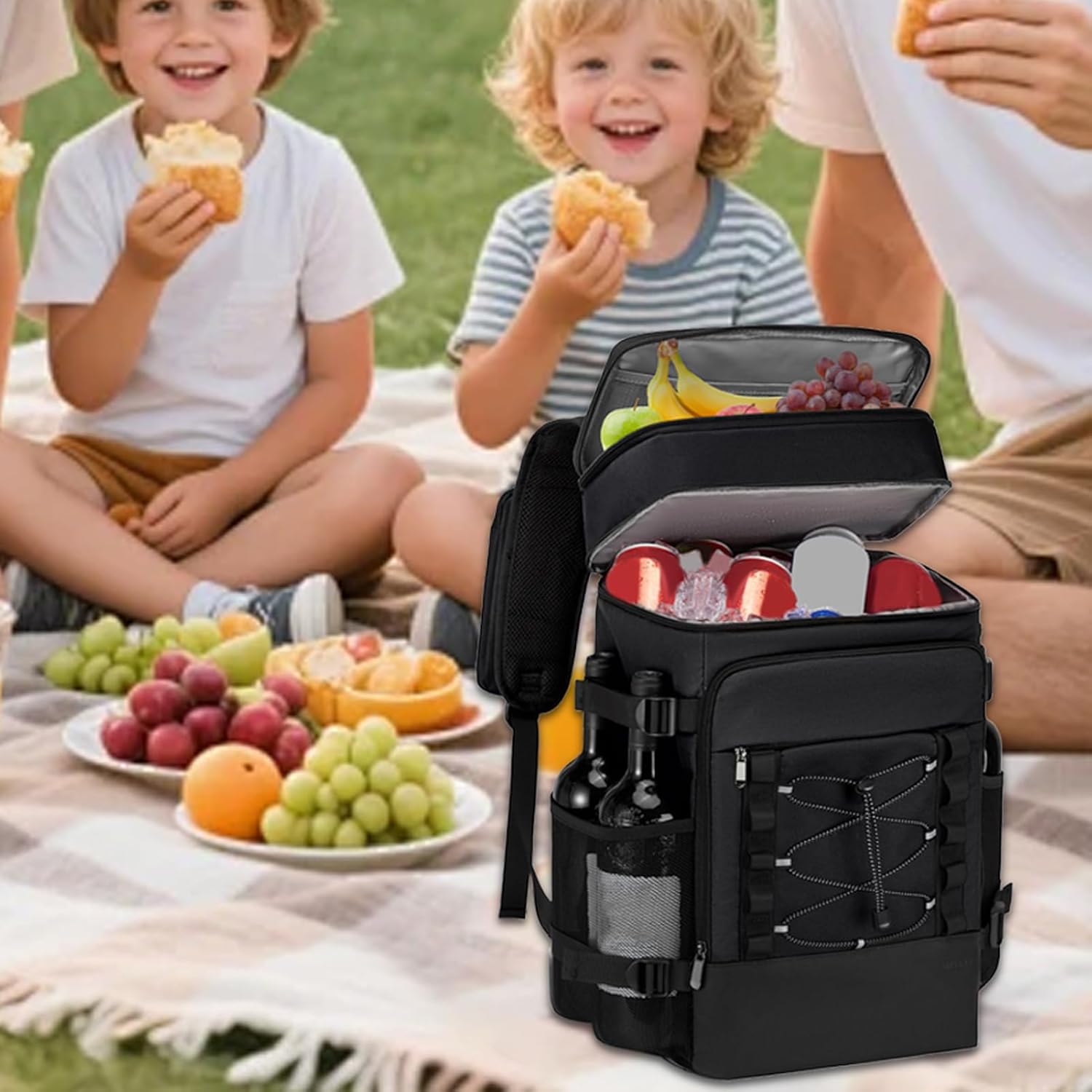 断熱クーラーバックパック,キャンプ ハイキング ソフトタイプ クーラーバッグ | 防水 再利用可能 ソフトランチトート ピクニック