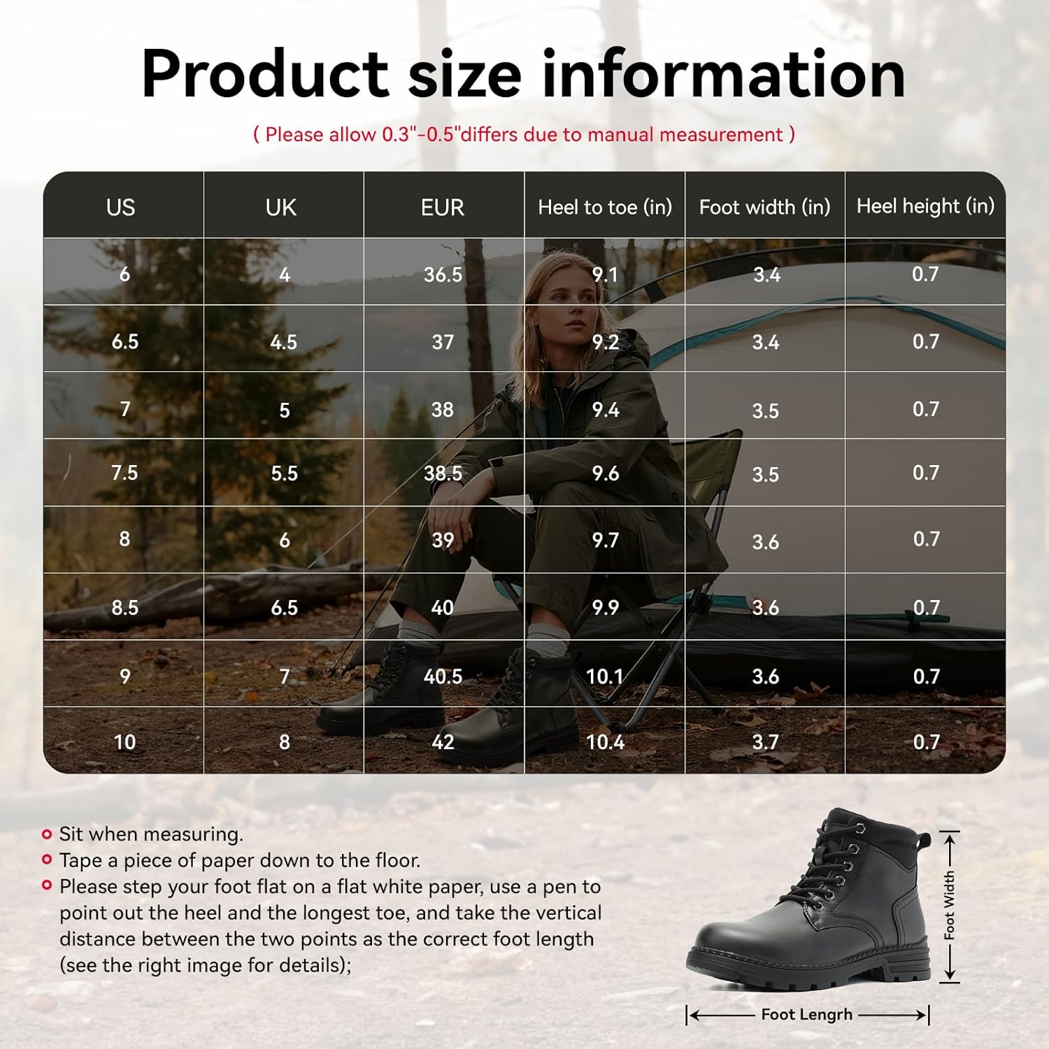 ANJOUFEMME Combat Hiking Boots for Women- Lace up Ankle Work Boots Lightweight Casual Winter Shoes for Backpacking Trekking Walking - Image 6