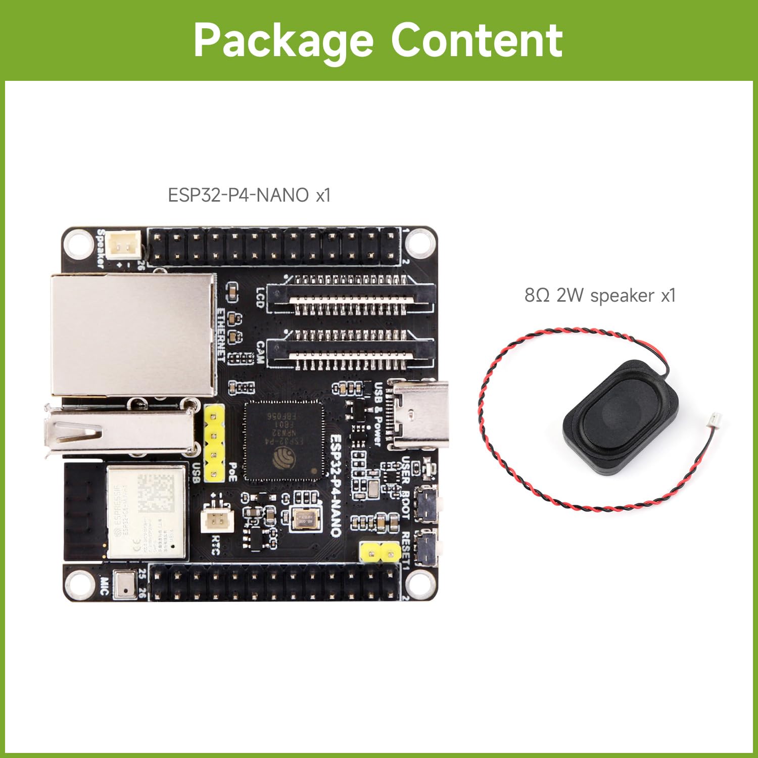 Waveshare ESP32-P4-NANO Development Board Based on ESP32-P4 Chip with RISC-V Dual-Core and Single-Core Processors, Supports Wi-FI 6 and BLE 5/BLE, Basic Kit with Speaker