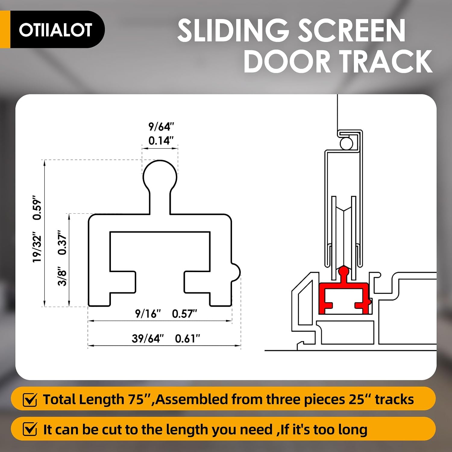 Anodized Aluminium Sliding Screen Door Track,Sliding Door Bottom Track Replacement,Patio Screen Door Repair Guide (75 Inch)