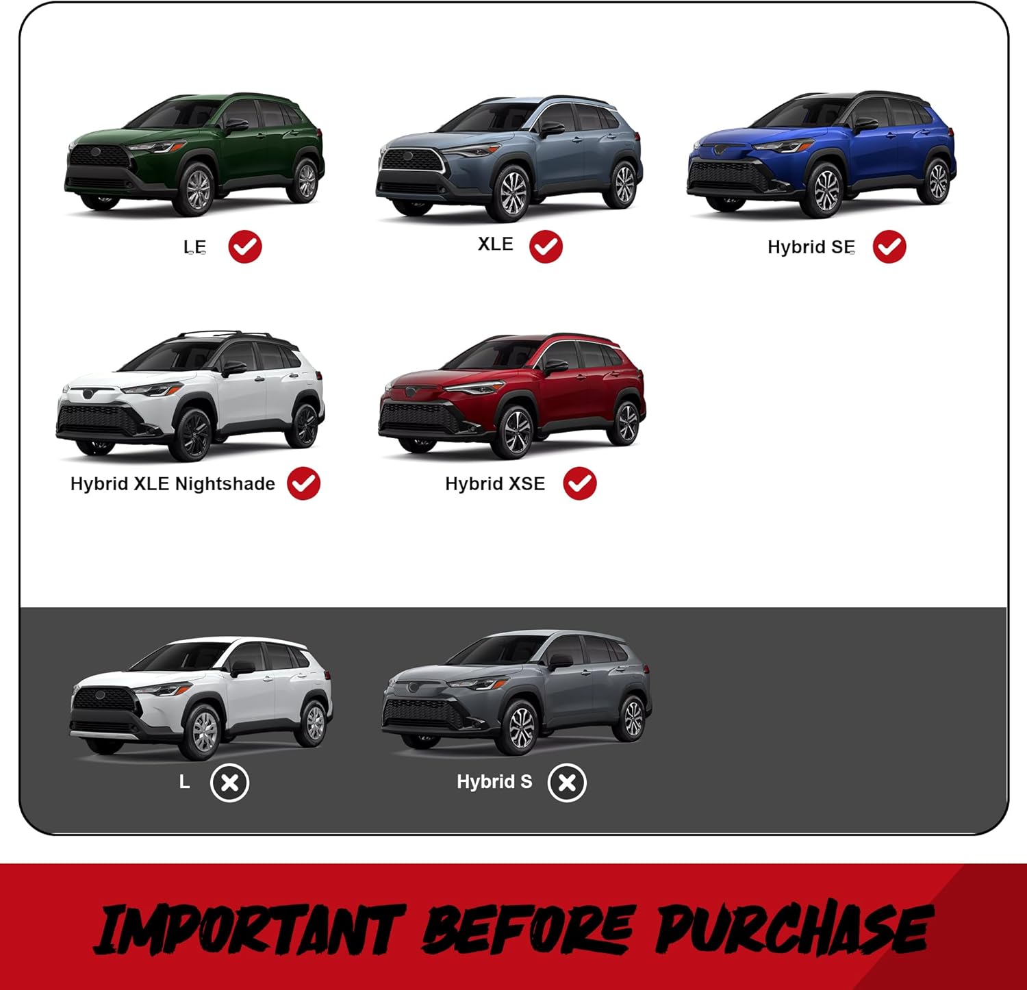 DBXB-RV Roof Rack Crossbars Compatible with Toyota Corolla Cross 2023-2026 (Not for L/Hybrid S) Heavy Duty 260lb Lockable Aluminum Black Matte with Tie Down Loops