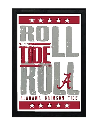 Miniatura 1 de Gifts for Alabama Crimson Tide fan - Roll Tide Roll Letterpress Poster - Officially Licensed Art Print - 13x19" - Bama Gift (Add Black Frame)