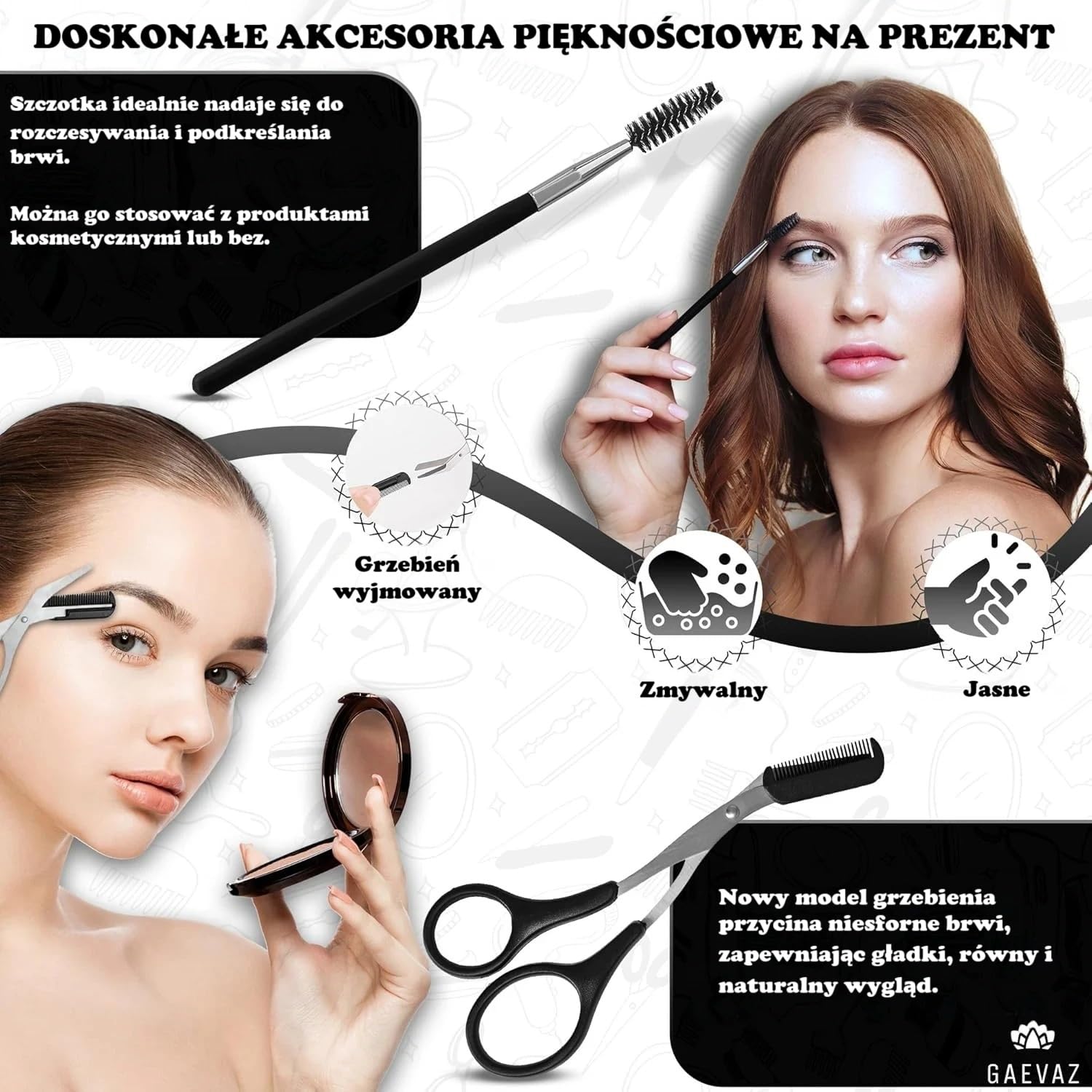 Nożyczki do cięcia brwi z wyjmowanym grzebieniem + szczotka do stylizacji brwi i rzęs | Profesjonalny kubek domowy idealny dla kobiet i mężczyzn