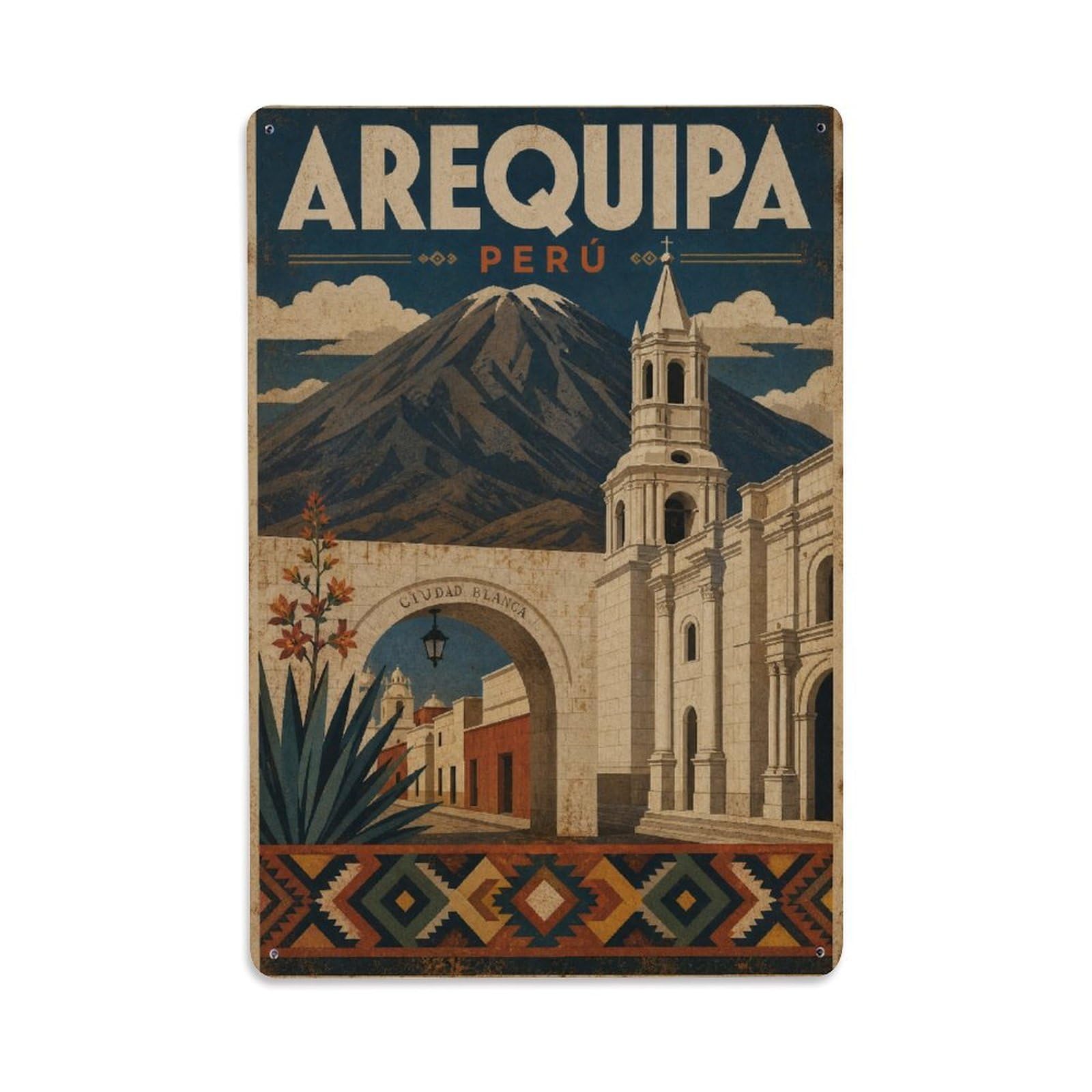 Gead 8X12inch Style Vintage Travel Peru Arequipa Metal Tin Sign