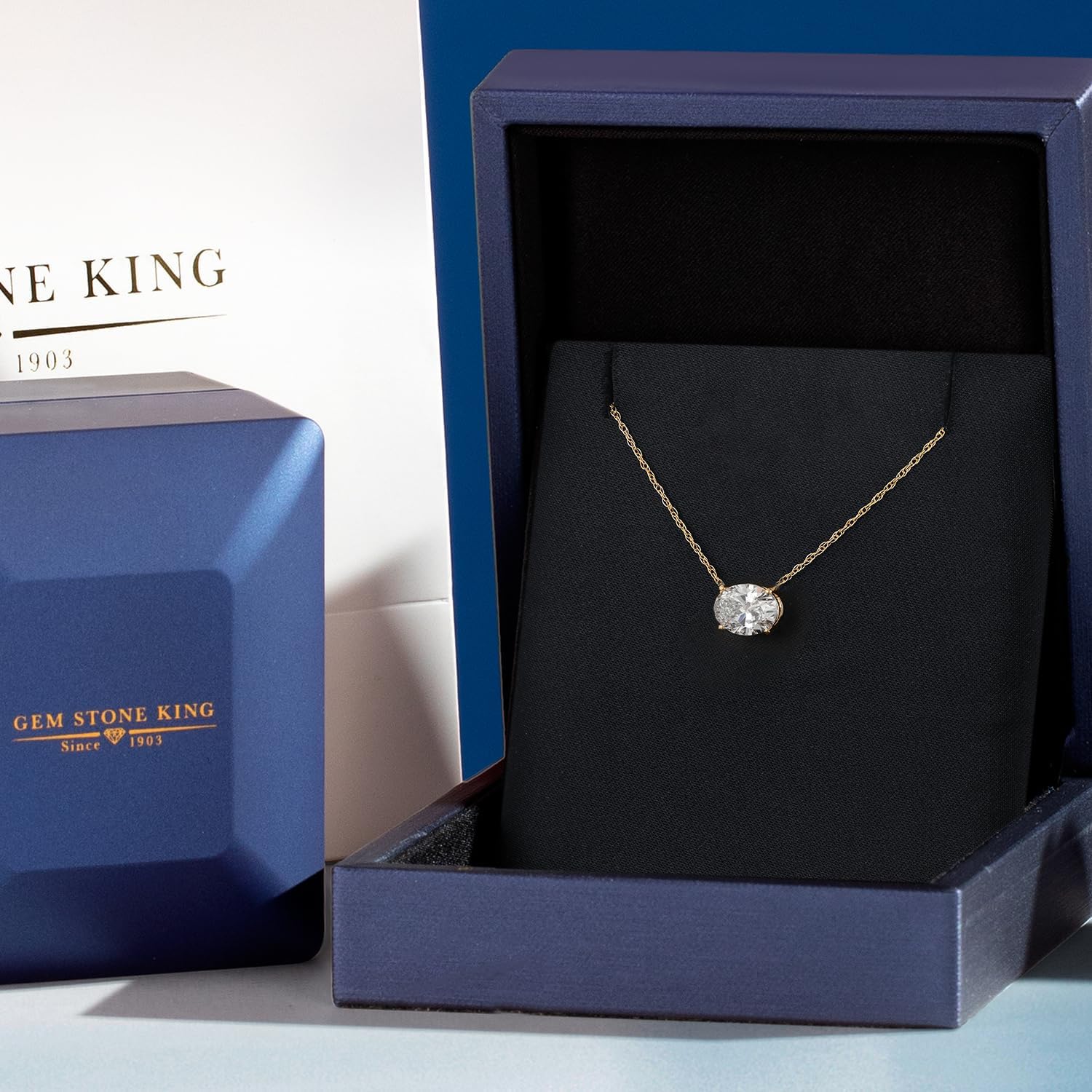 Gem Stone King 1.50 Cttw Oval Cut 14K Yellow Gold IGI Certified Lab Grown Diamond Pendant Necklace | F-G Color | VS1 Clarity | Gold Necklace For Women | 18 Inch Chain - Image 4