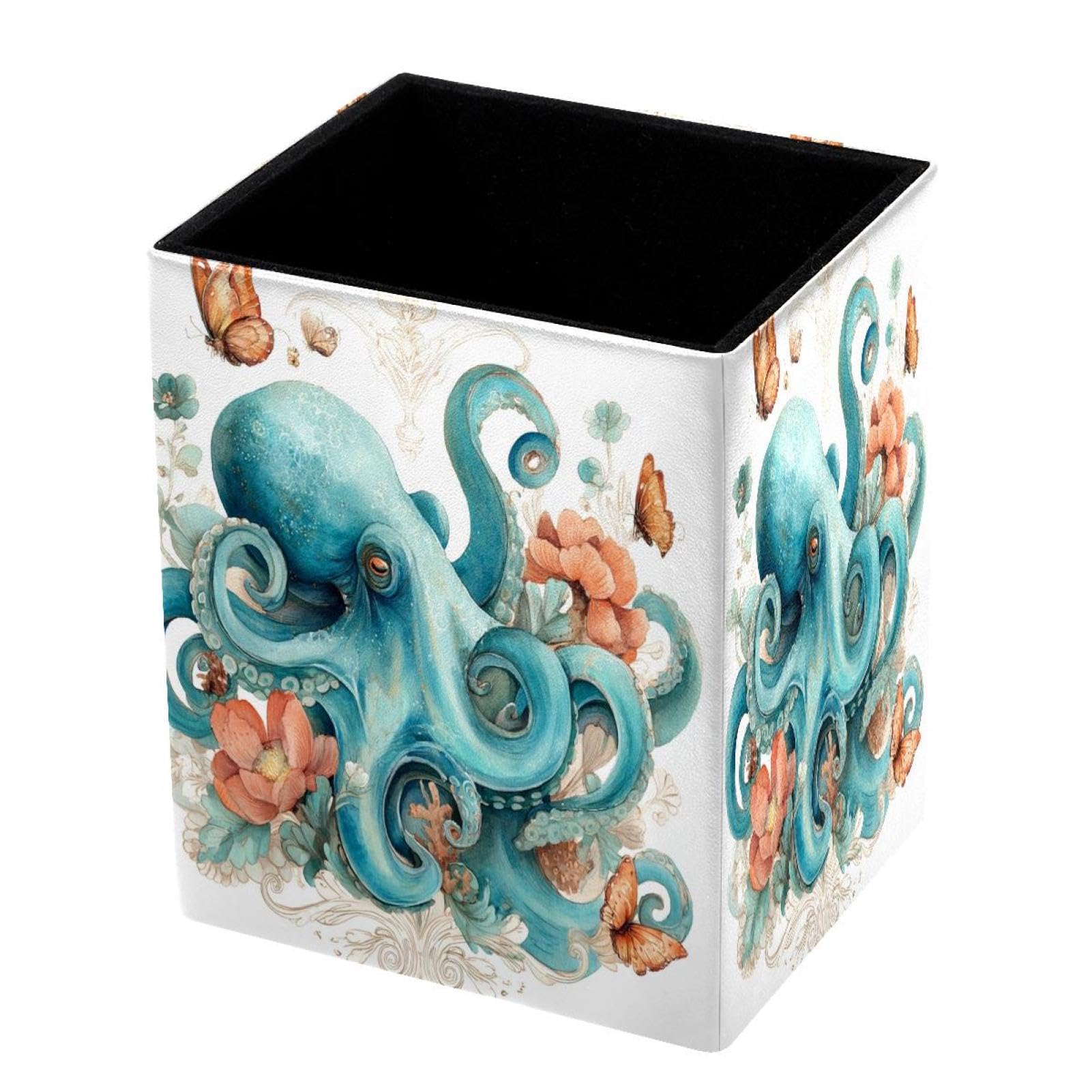 DragonBtu Desktop Pencil Holder, Octopus Rectangular Pencil Cup, Pencil Storage Bag Office Desk Supplies Case for School, Kids