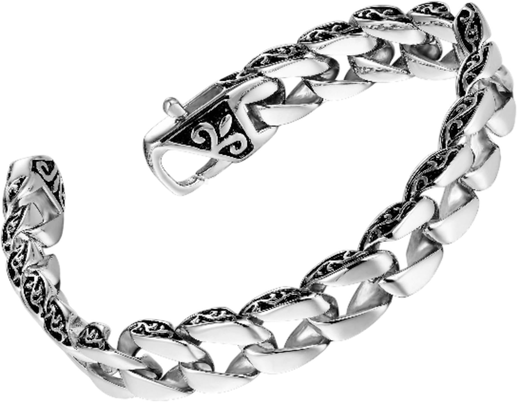 Beautiful Fleur De Lis 24K Gold Plated Link Bracelet or in 316L Stainless Steel Silver Men's link Bracelet 8.5 Inch Chain Bracelet for men, Available in Necklace as Well