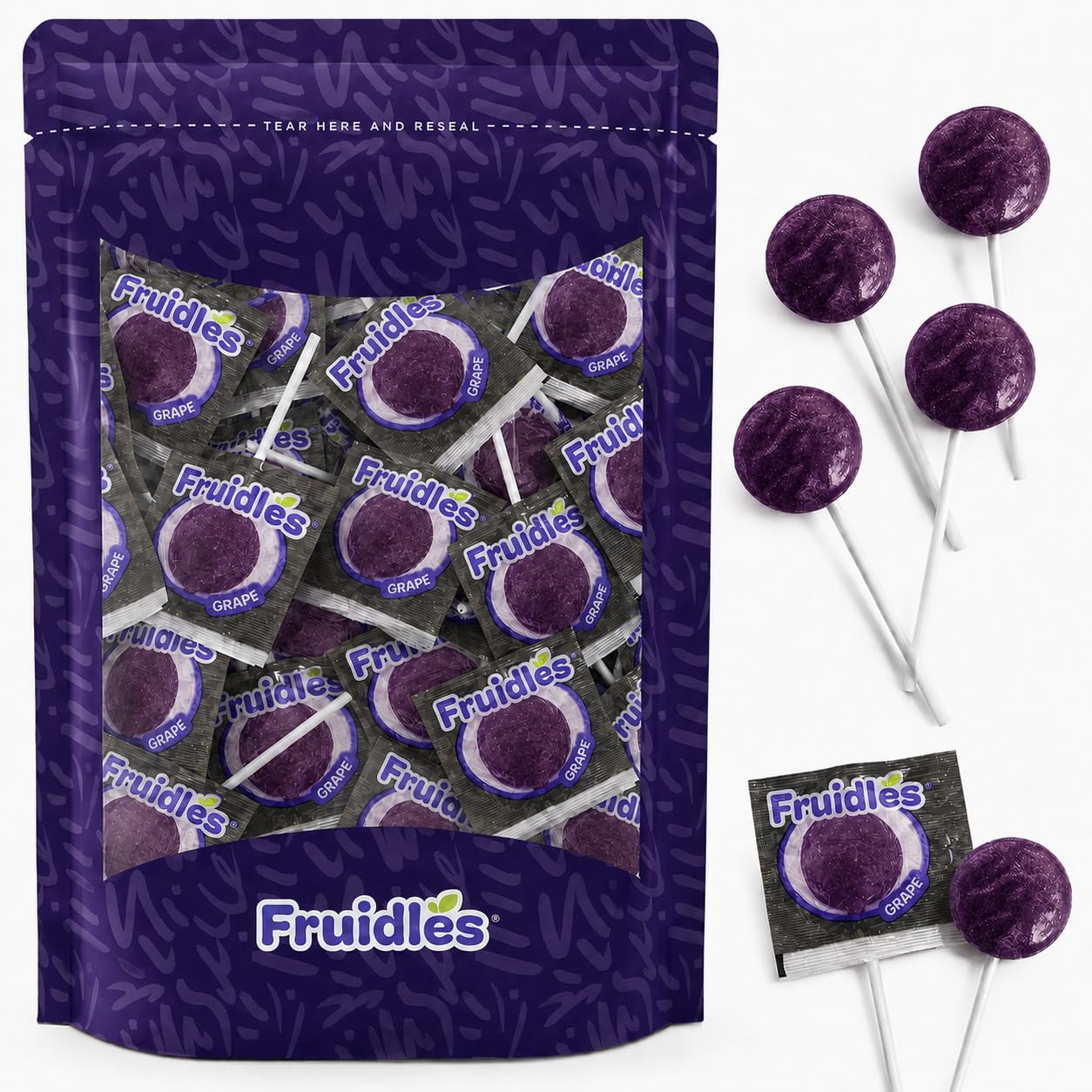 50-Count Grape Lollipops Candy Suckers for Kids, Perfect for Gifting, Parties, Events,10 Gram Lollipops