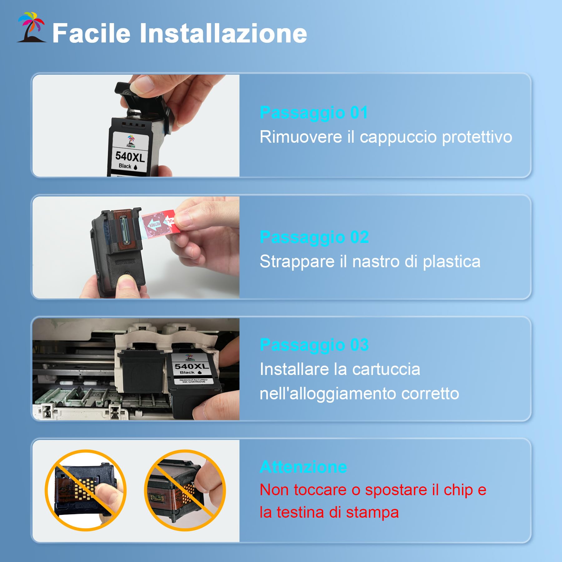 Palmtree 540XL 541XL Multipack Compatibile con Cartucce Canon 540 541 XL per Canon PIXMA MG3650s MG3650 MG3600 TS5150 TS5151 TS5100 MX535 MX475 MX395 Cartucce TS5150 PG540 Nero CL541 Colore - Vista 7