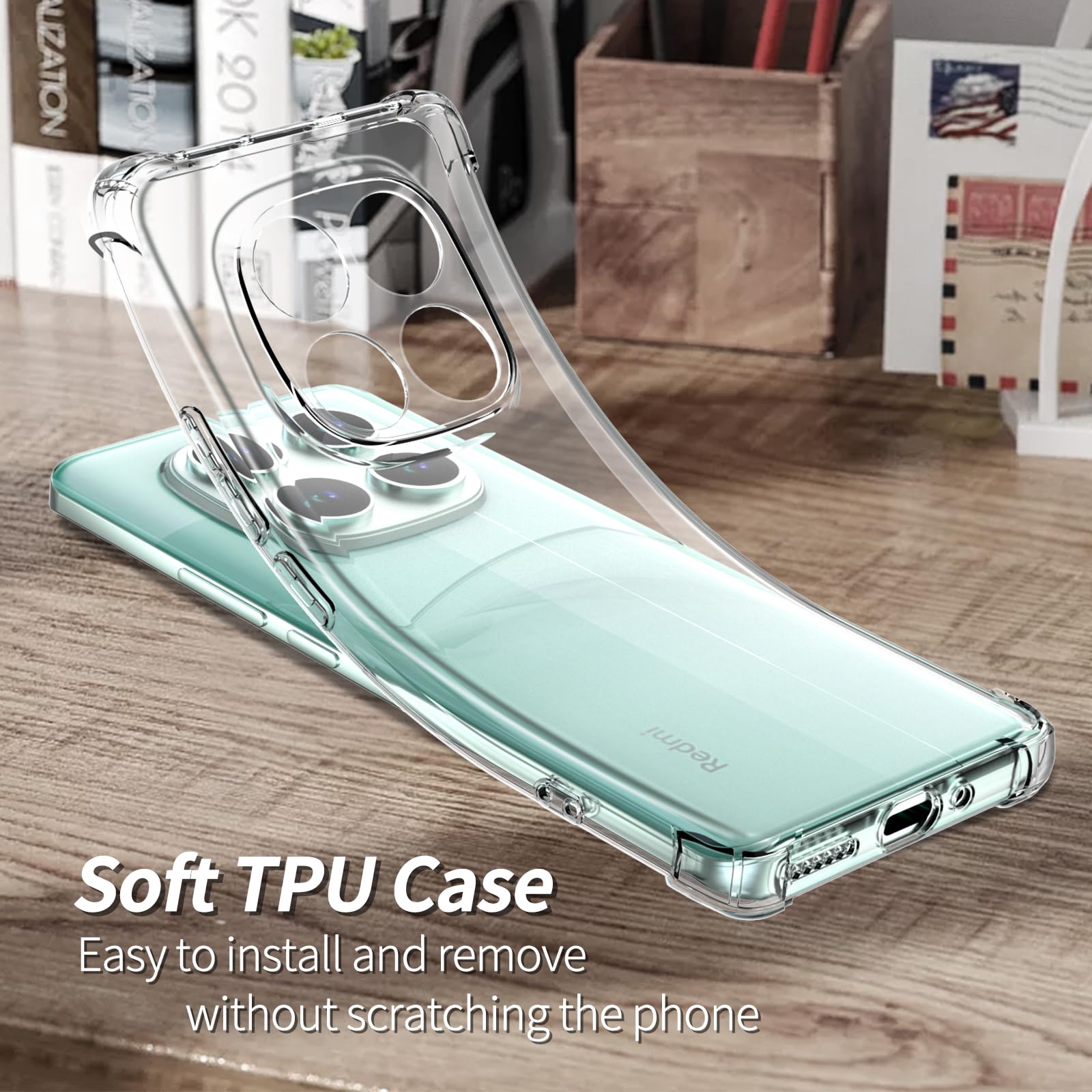 COPIKE Cover Antiurto per Xiaomi Redmi Note 14 Pro 5G e Protezione Fotocamera, Custodia Silicona Anti Graffio TPU Sottile, Trasparente