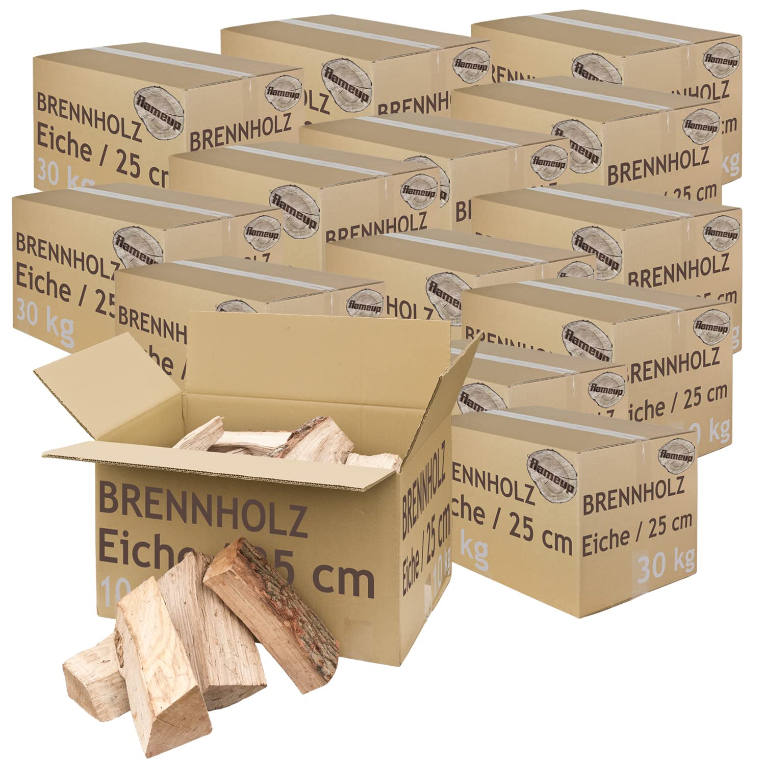 Legna da Ardere 5-500 kg Per Stufa e Camino Braciere Griglia Cestello per il Fuoco Ceppi 25 cm quercia flameup, Numero:400 kg