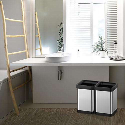 Miniatura 6 de Fashionwu Basurero de cocina de 40 litros10.6 galones, papelera de reciclaje de clasificación de doble compartimento, parte superior abierta, cubo