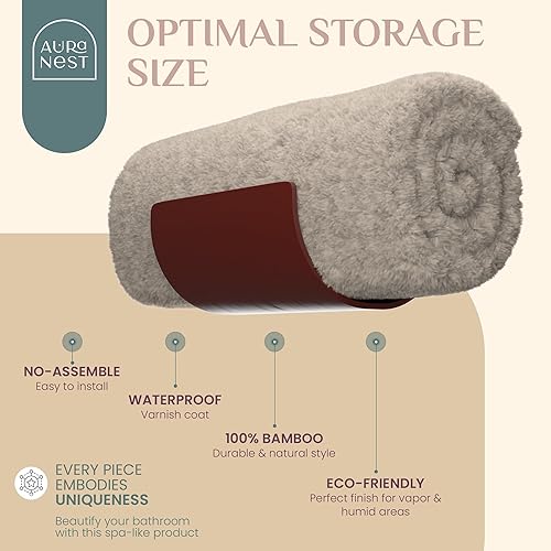 Miniatura 8 de Juego de 4 toalleros para pared de baño, moderno toallero de pared de bambú para toallas enrolladas, resistente toallero de madera colgante que