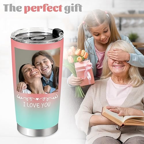 Miniatura 6 de Vasos personalizados con texto de imagen, vaso de viaje personalizado de acero inoxidable con impresión de doble cara con aislamiento de 20 onzas,