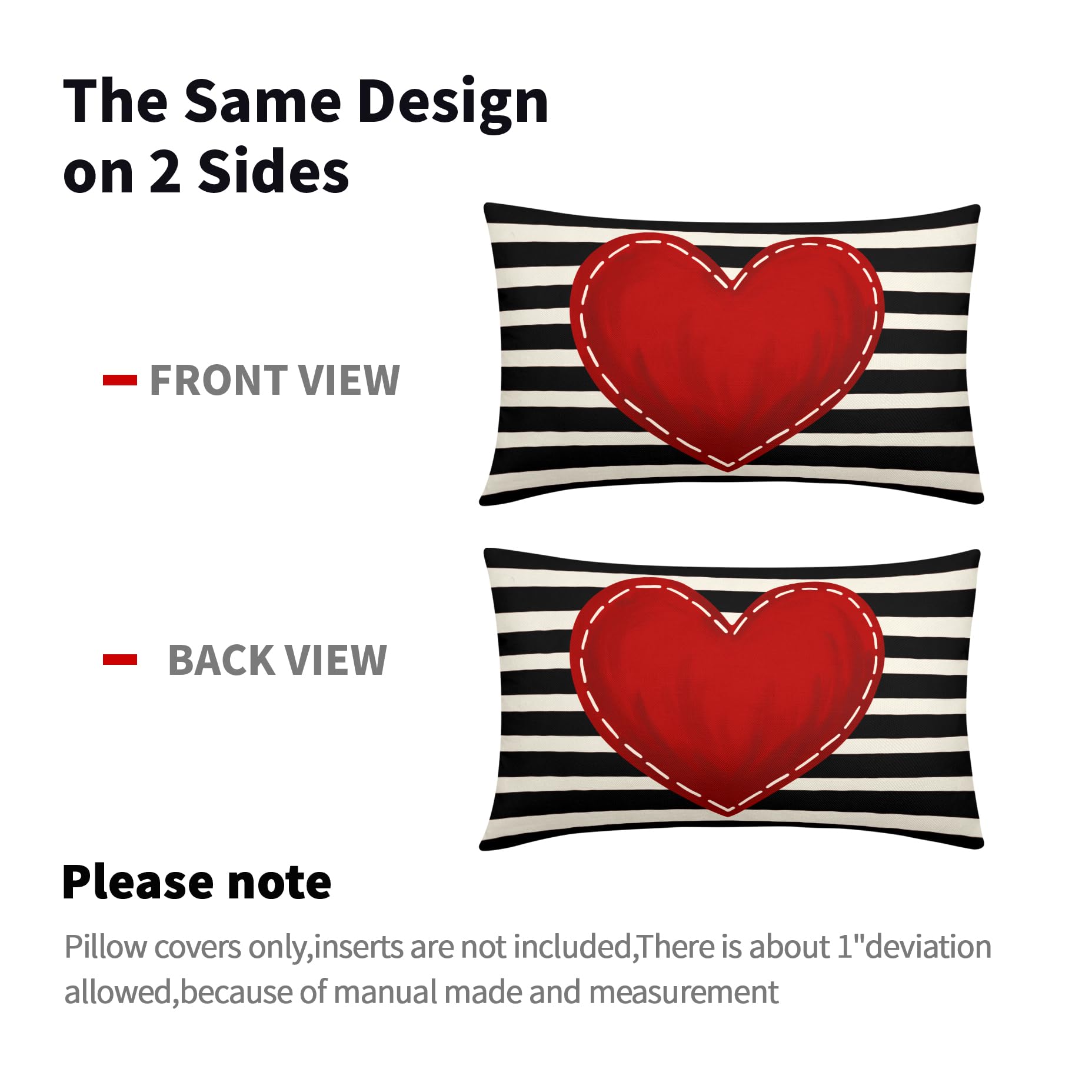 Fukeen Funda De Almohada Lumbar Para El Día De San Valentín, 12 X 20 Pulgadas Diseno De Camion Rojo Con Corazones De Amor Decoracion De Labios