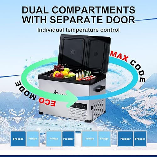 Miniatura 5 de Alpicool CHS45 Refrigerador de doble control de temperatura de 12 voltios, 33 cuartos de galón de capacidad, portátil, para camión, RV, barco,