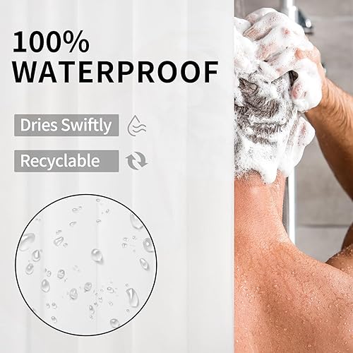 Miniatura 4 de CXPSINC Cortina de ducha de baño, cortina de ducha de plástico de 72 x 70 pulgadas, respetuosa con el medio ambiente con imanes y 12 ojales para