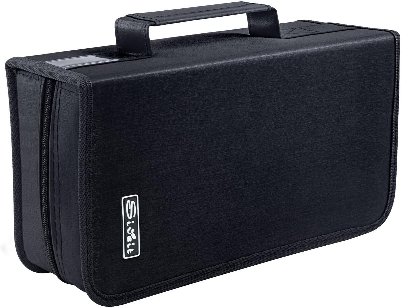 DVD Case Holder, Siveit CD/DVD Case Wallet Binder Holder 160 Capacity CD DVD Cases Organizer Portable CD Binder Wallet for Home Travel (Black)