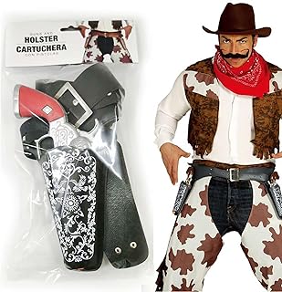 SeptCity 2PCS Western Cap Guns Toy Revolver with Adjustable Belt, Black