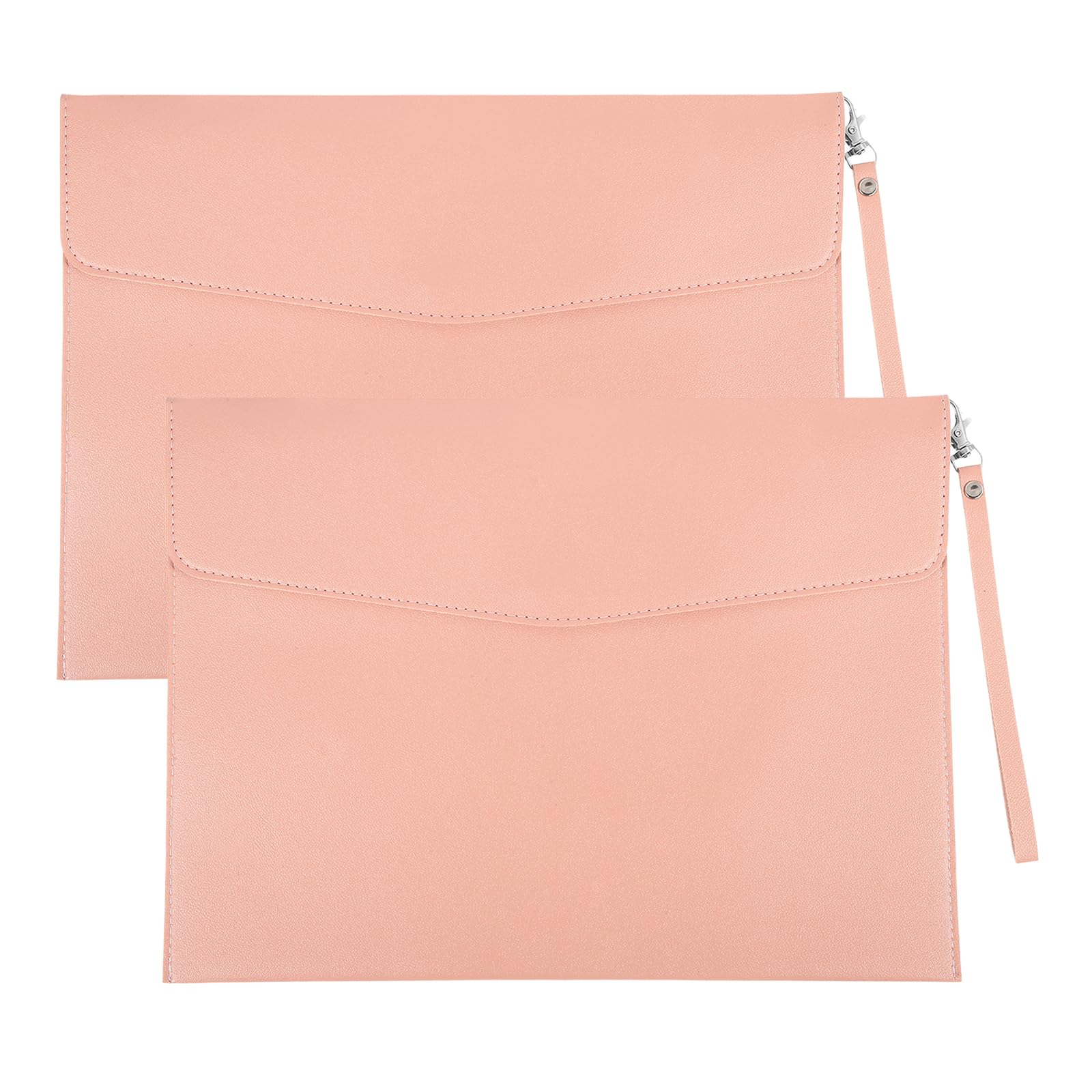 PATIKIL 2Pcs PU Leather A4 File Folder, Document Holder Envelope Waterproof Napa Texture Filing Organizer Portfolio Folder Case with Magnetic Snap and Handle for Home Office, Pink