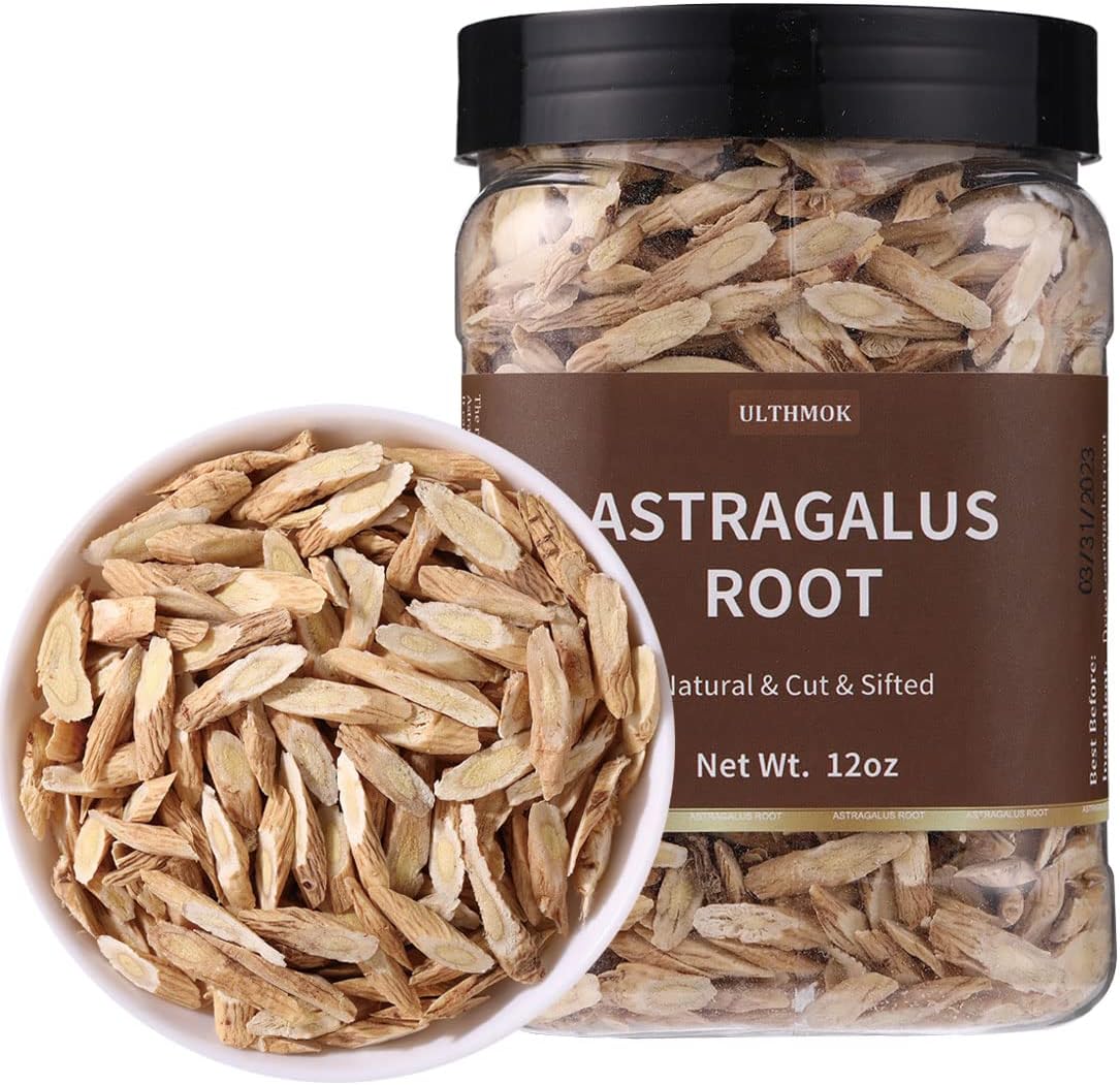 ULTHMOK Premium Astragalus Root Tea Slices/12 Oz(339g),Featured 黄芪 Pure and Natural,No additives,Cut and Sifted Herbal Tea.