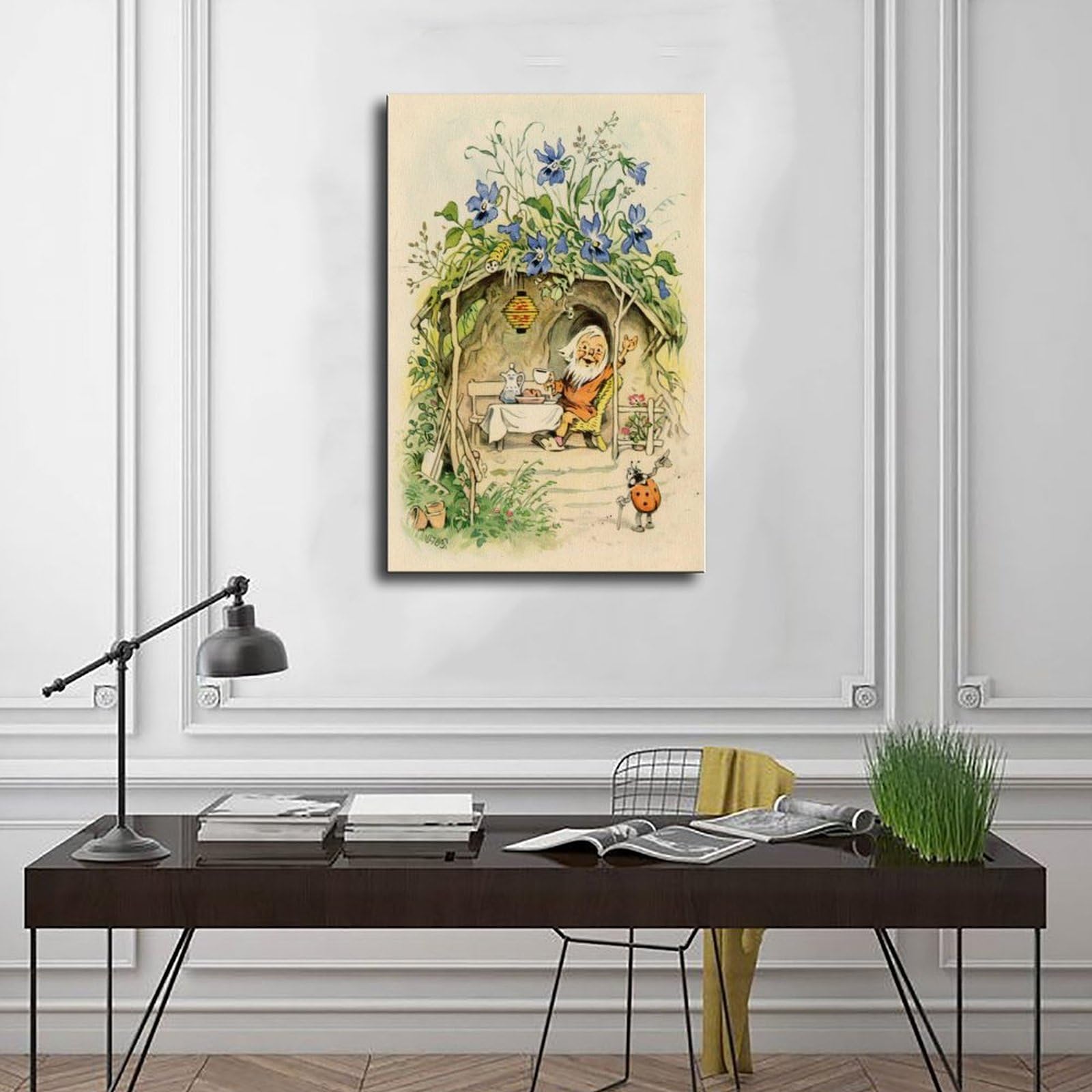 WCYB Fritz Baumgarten - Póster de cuento de hadas vintage con diseño de gnomo para colgar en la pared, 40,6 cm de largo x 61 cm de ancho