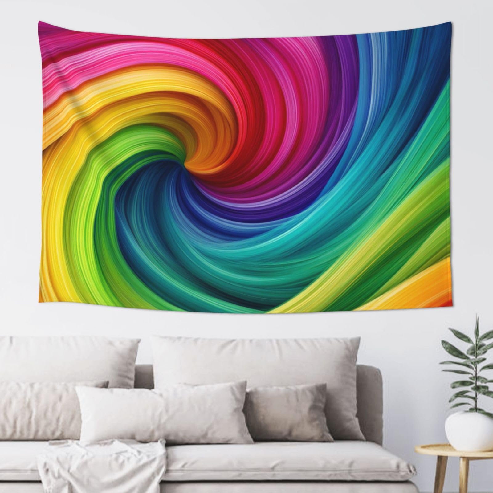 QLDETUPWLX Tapestry 152x102 cm Wall Hanging for Living Room Rainbow Spiral Tapestries Home Decor Soft Aesthetic Tapestries Hanging Decor Blanket Wall Tapestry for Bedroom Dorm Indoor Outdoor