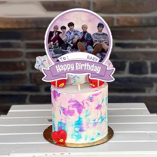 Miniatura 7 de Juego de 32 piezas de decoraciones de fiesta de cumpleaños Kpop TXT suministros de fiesta para niños con 1 guirnalda de pancarta de feliz cumpleaños