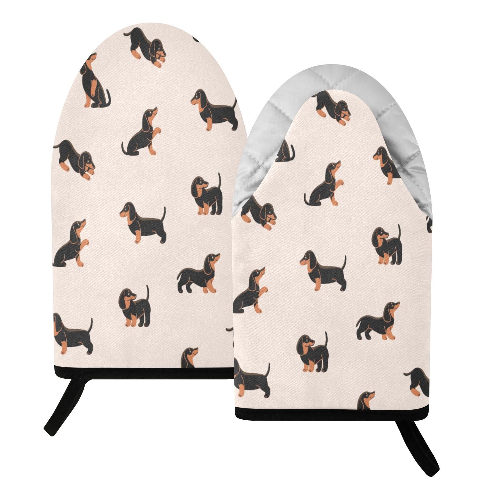 BURSTDDY Cute Dogs Dachshunds Oven Mitt,Heat Resistant Kitchen Mitts for Cooking