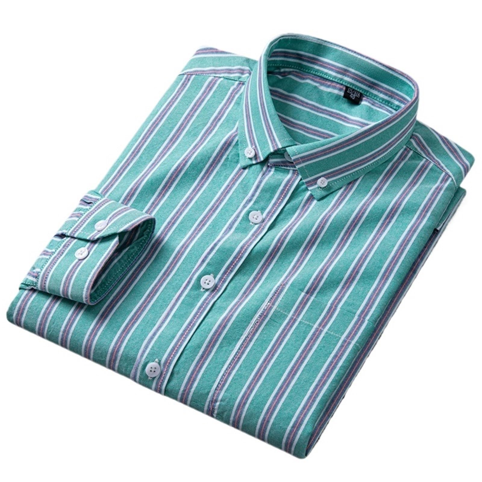 Chemise Carreaux Homme Cotton Men Long Sleeve Shirt for Oxford Plaid Striped Work Casual Shirts Male Regular-Fit Social S-6XL(Color 10,41)