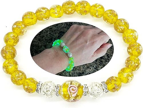 Miniatura 17 de ARTSY Crafts - Pulsera de cuentas de luciérnaga que brillan en la oscuridad para mujer, cuentas de vidrio luminosas, pulseras de cuentas de cristal