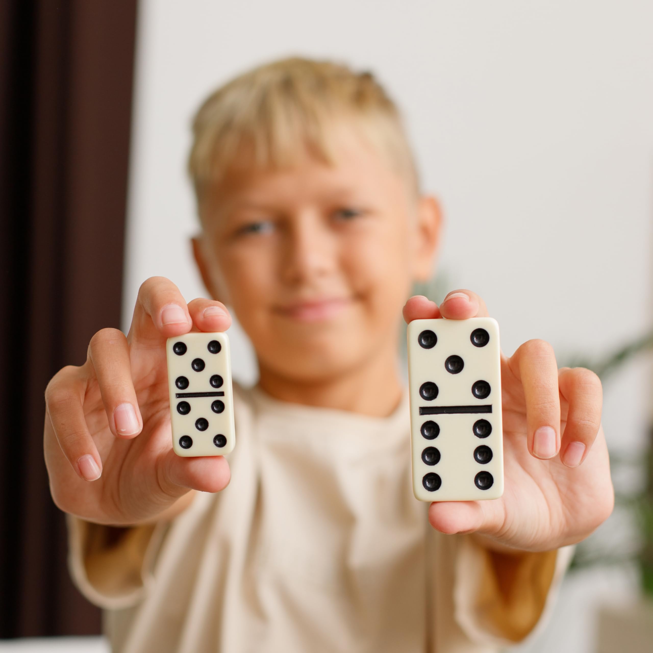 Queensell Mega Large 3" Dominoes Set for Adults and Kids, Dominoes Double 6 Classic Board Games - Image 2