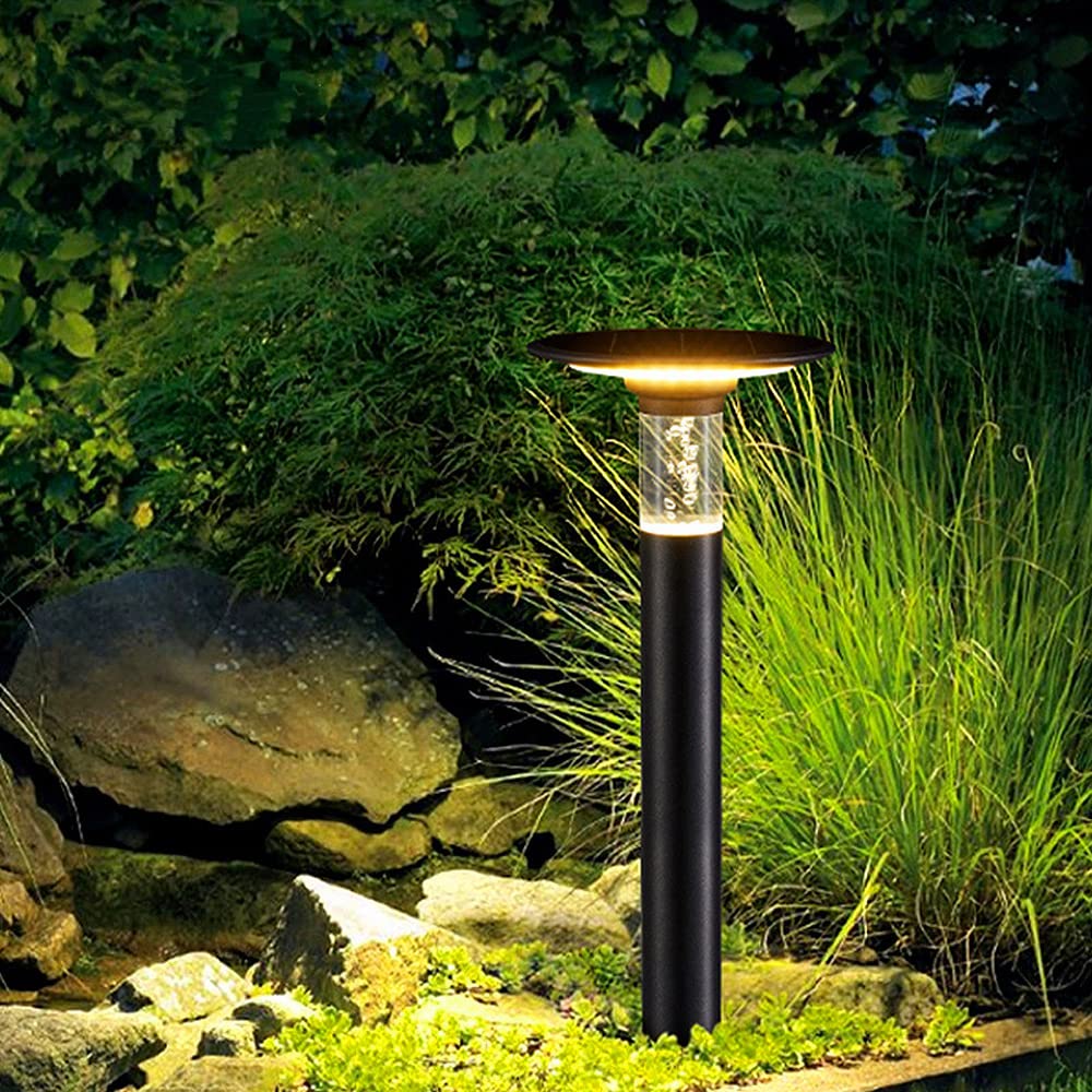 Arnusa LED Solar Sockelleuchte Pollerleuchte Wegeleuchte Gartenleuchte Bubble 55cm moderne Gartenlampe Aluminium Premium Power Solarleuchte Duo Color Warm und Kaltweiß einstellbar