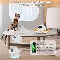Vista 7 de 3-in-1 Cat Laser Toy & Interactive Automatic Motion-Activated Kitten Toy – 6 Holes Whack-A-Mole Feather & Moving Ambush Fun – USB Rechargeable