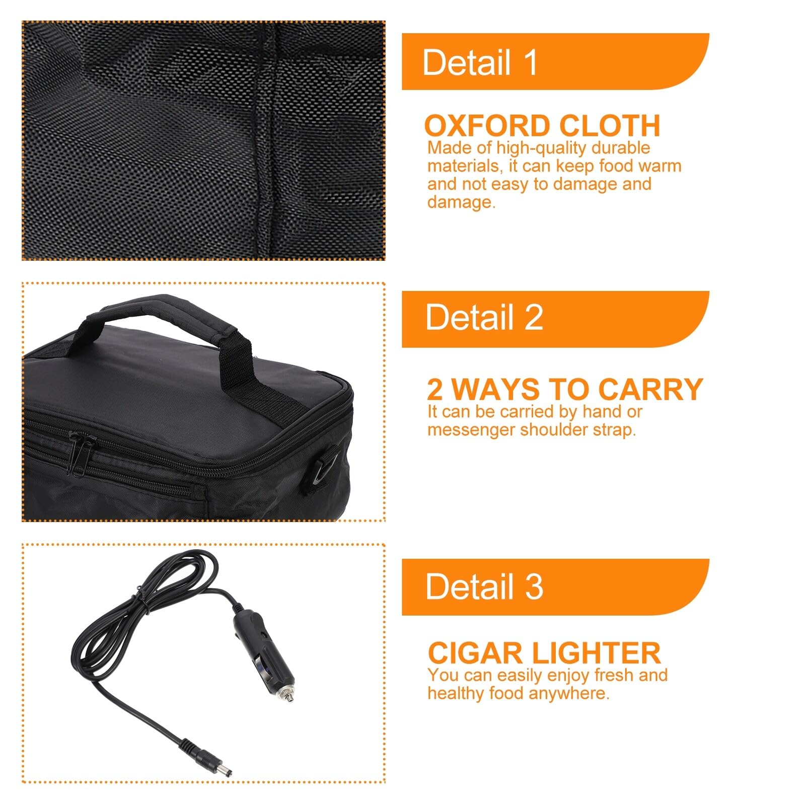 Baluue 1pezzi Borsa Termica per Alimenti Scaldavivande per Auto Borsa Termica per Pranzo Compatto e Portatile per Viaggi Ufficio e Picnic