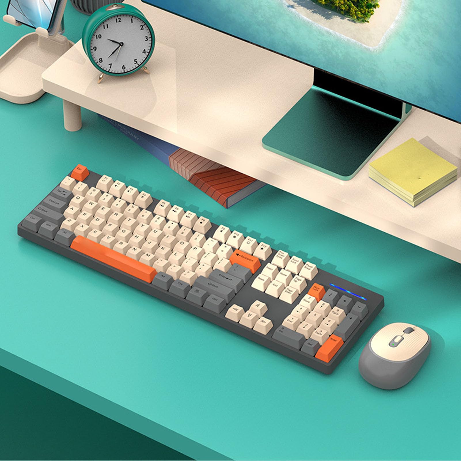 Goshyda Zestaw Bezprzewodowej Klawiatury i Myszy, Bezprzewodowy, Ergonomiczny Zestaw Klawiatury i Myszy 2,4G, do Laptopa PC (Typ 2)