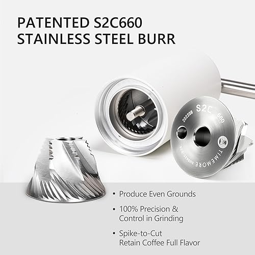 Miniatura 3 de TIMEMORE Molinillo de café manual Chestnut C3S Pro con molinillo de mano de fresas cónicas de acero inoxidable CNC, capacidad de ajuste ajustable