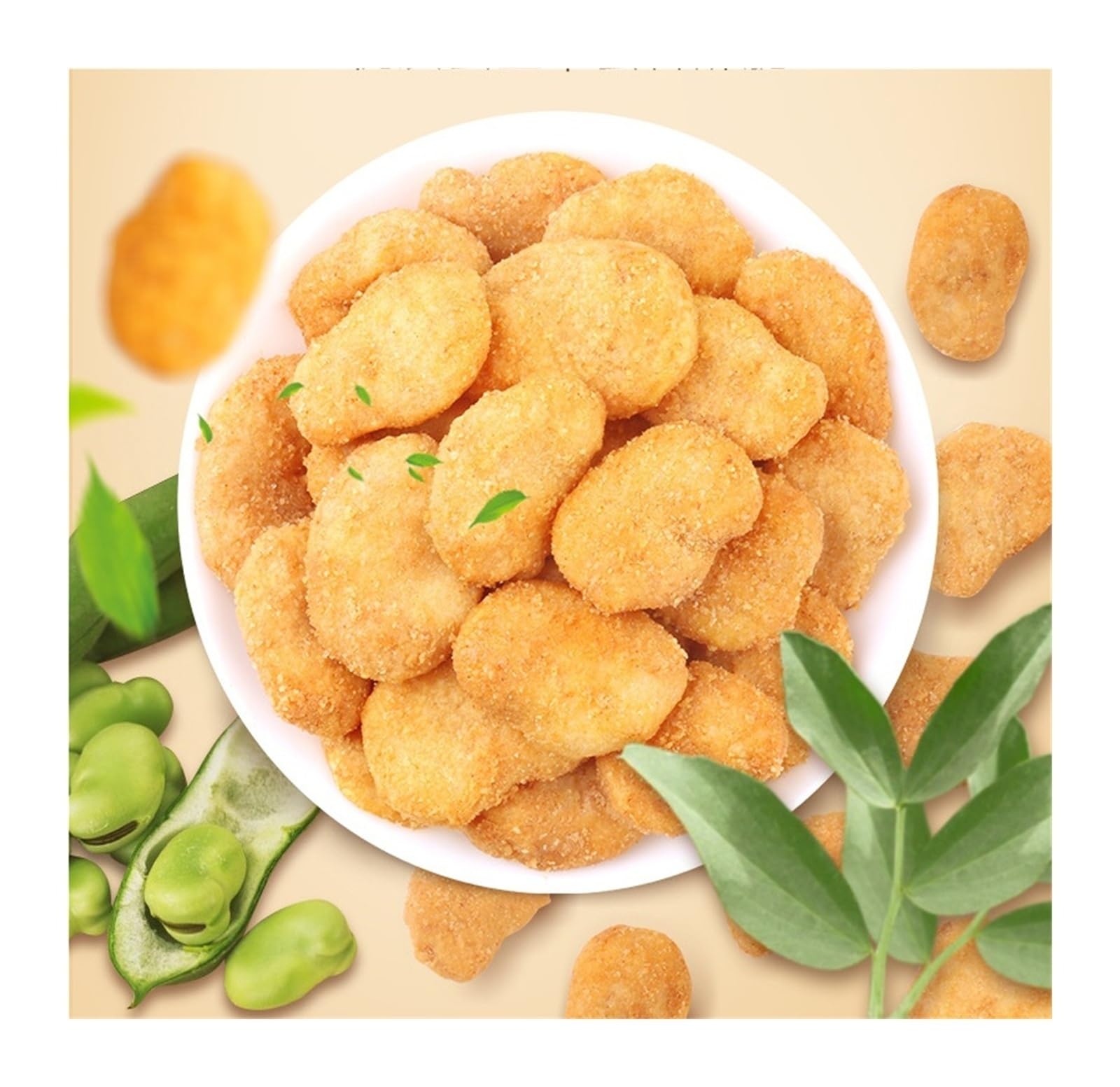 100 g de cangrejo, habas con sabor, un refrigerio crujiente elaborado con nueces y legumbres tostadas.(4bag)