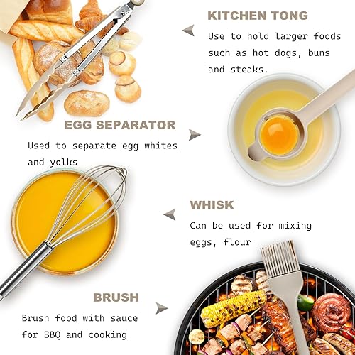 Miniatura 7 de Juego de utensilios de cocina de silicona, juego de 15 utensilios de silicona no tóxicos para cocinar, herramientas de cocina de grado alimenticio