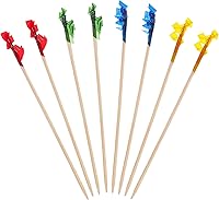 1200pcs 4 Inch Wooden Frill Picks Toothpicks - Colorful Cocktail Skewers for Appetizers, Sandwiches, Fruit & Parties