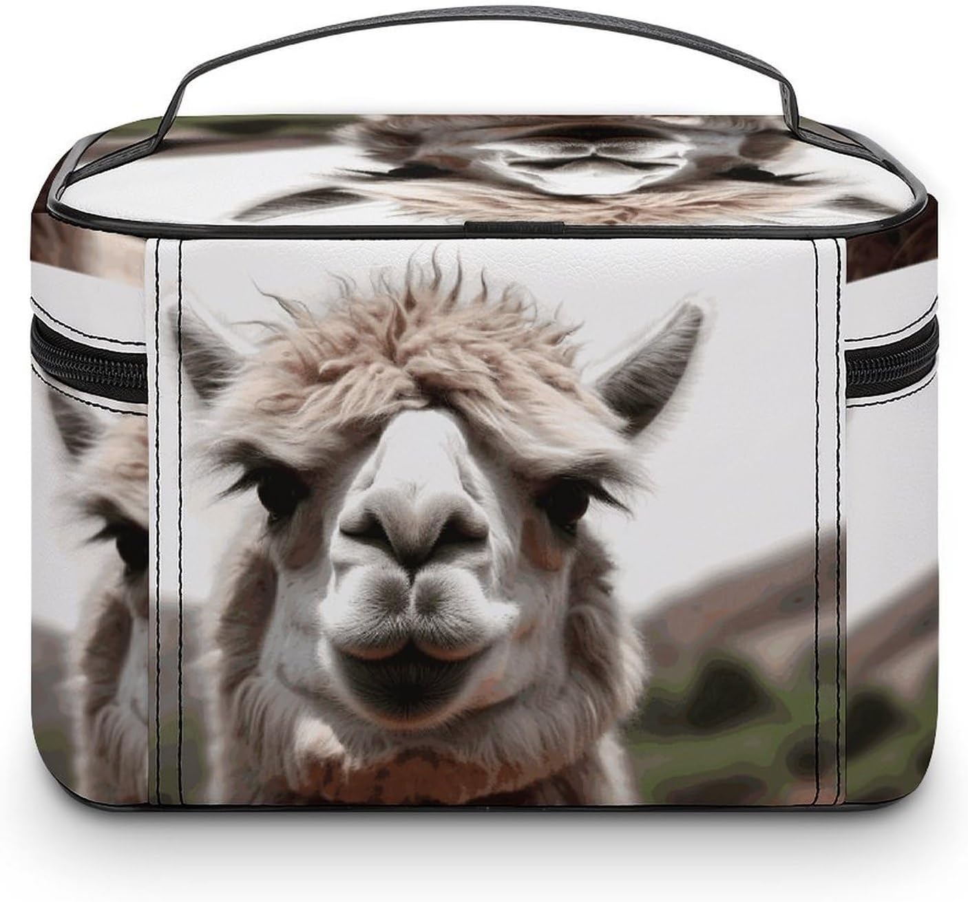 Travel Makeup Bag Portable Large Cosmetic Bag with Handle And Compartment image 3