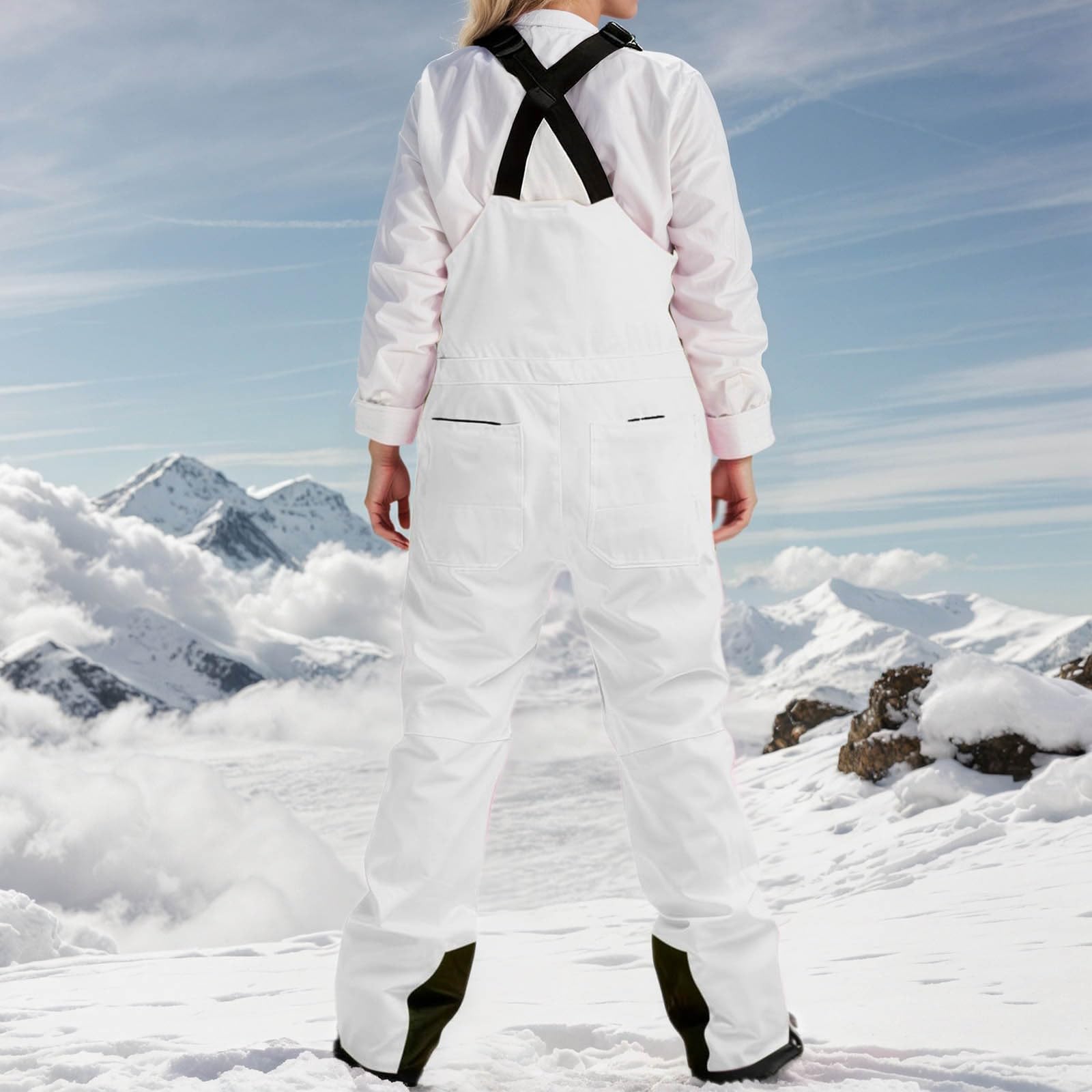 Pantalones de esquí genéricos para mujer, pantalones de nieve para mujer, impermeables, térmicos, con peto ajustable, pantalones para exteriores, resistentes al viento, pantalones de snowboard