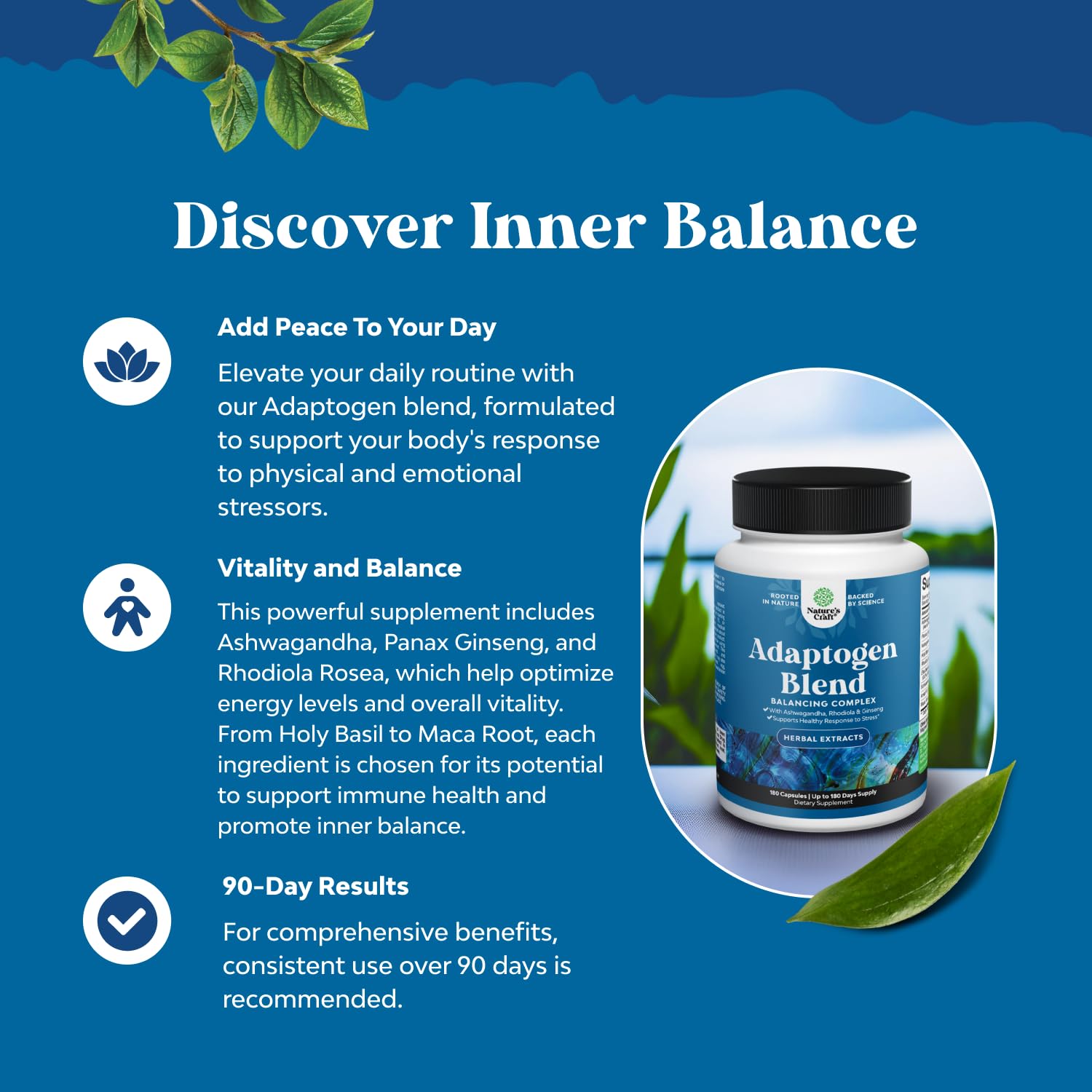 Adaptogens Supplements Blend Capsules w Ashwagandha & Rhodiola - 180 ct — Amazon image 4