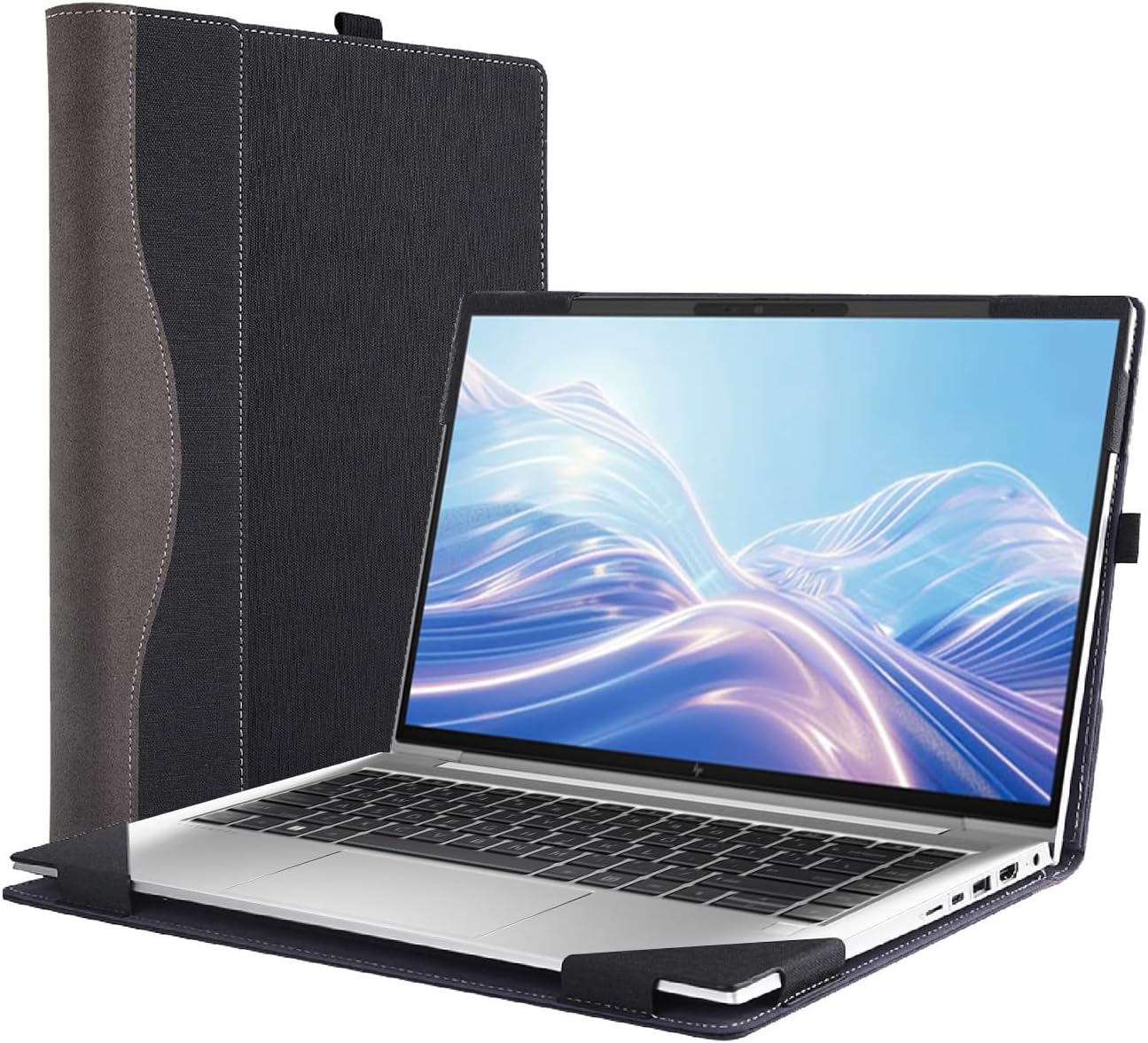 Protective Laptop Cover for Hp EliteBook 640 645 G11 14" [Do Check Model] Detachable Notebook Sleeve Case Computer Bag Protective PU Shell Accessories Heat Dissipation Hole (Black)