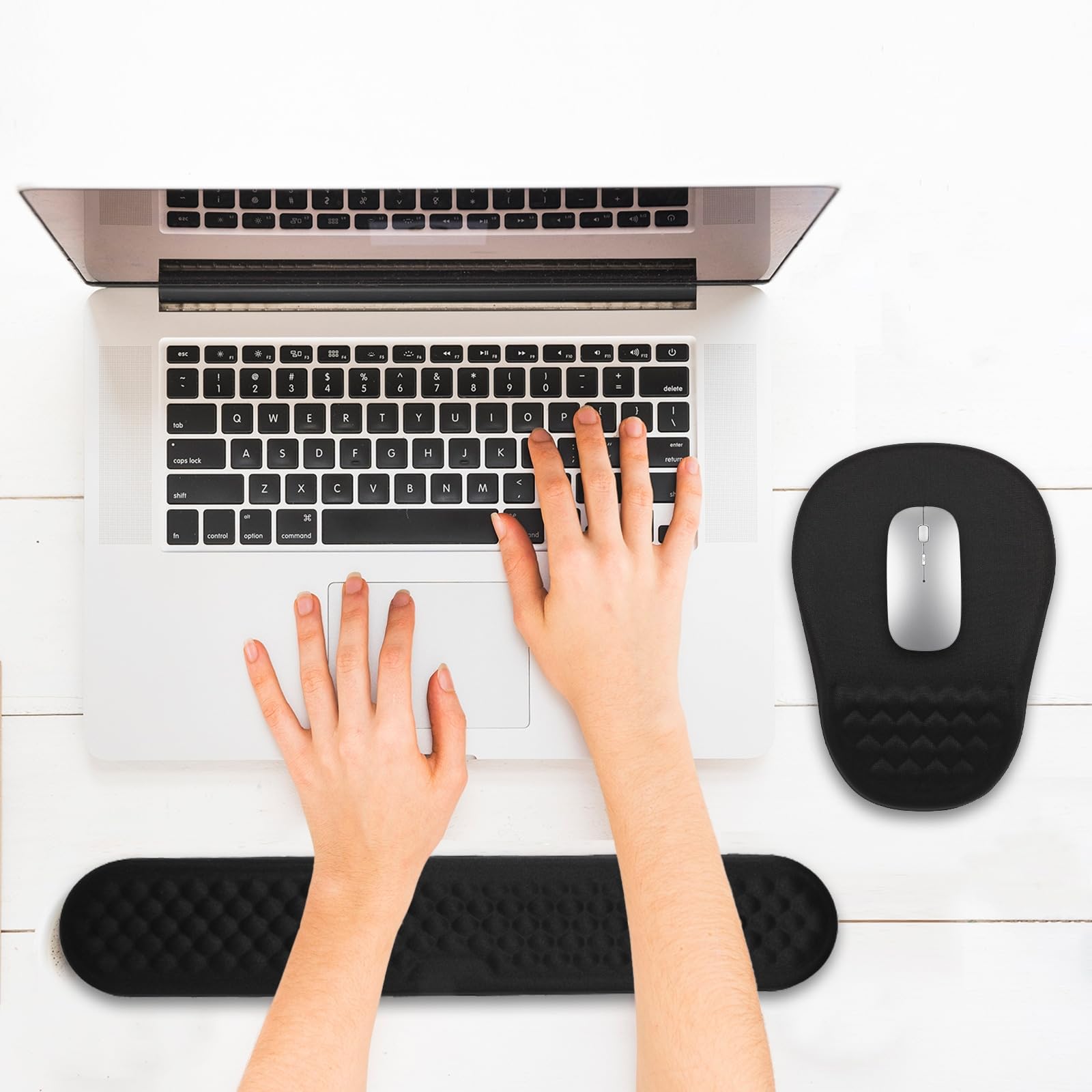 Tapis De Souris Gaming Tapis Souris Avec Repose-Poignet Ergonomique - Mousse Mémoire Forme - Surface Lycra - Anti-Dérapant Tapis Souris Design Massant