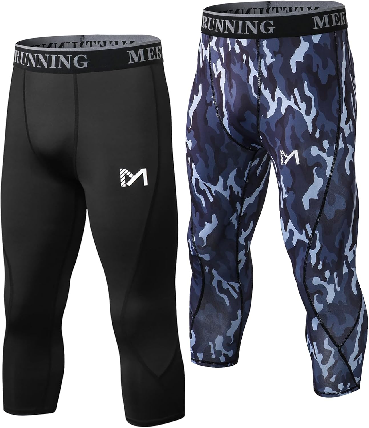 MEETYOO Men's 3/4 Compression Pants Legging Tips Cool Dry Sport Workout Heat Gear Capri Base Layer