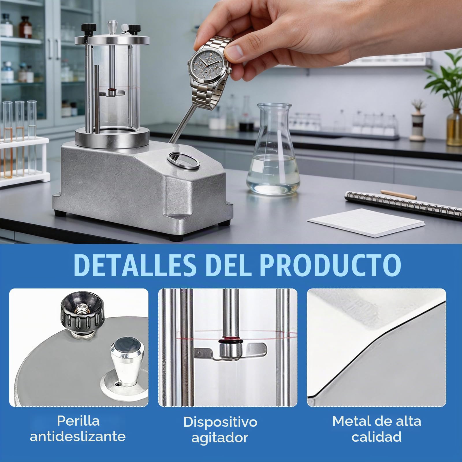 Probador De Resistencia Al Agua Para Relojes, Comprobador De PresióN SubacuáTico Para 2 Relojes Para Relojeros Y Reparadores Rango De Prueba PresióN Aire 0,3 A 0,6 Mpa Caja De Reloj Transparente