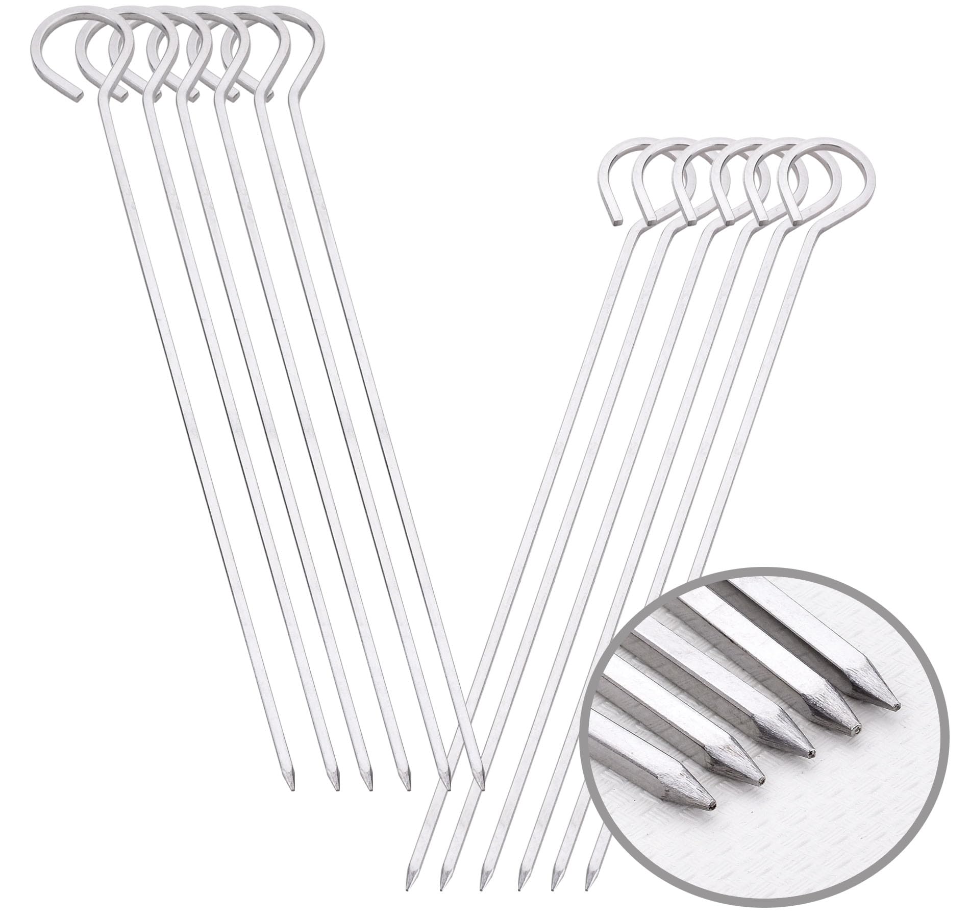 8 inch Barbecue Skewers Square Metal BBQ Sticks,HONSHEN 12Pack Stainless Steel Skewer,Kebob,kabob Sets for Grill Outings Cooking (BBQ Skewers Square 8inch-12p)